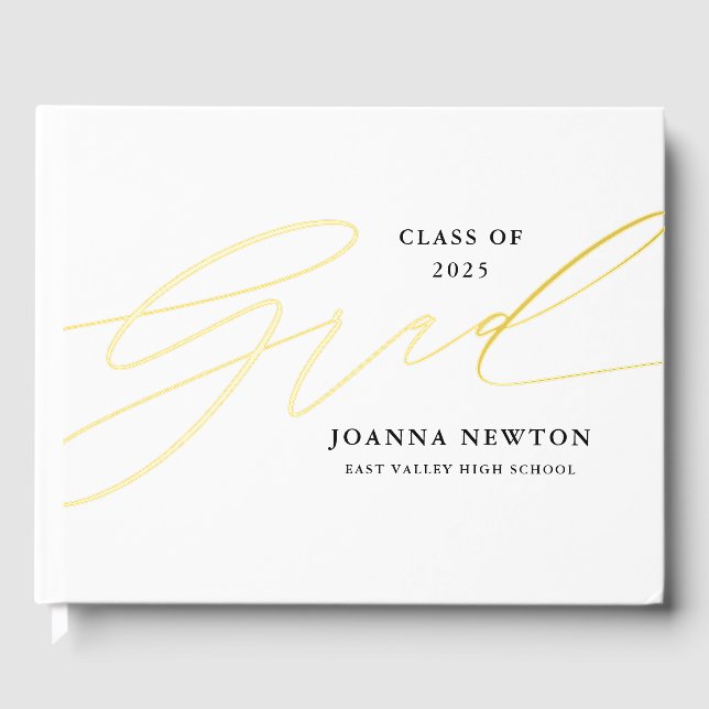 Minimalistisches Script Abschluss Foil Guestbook Gästebuch (Vorderseite)