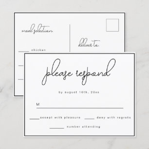 Minimalistisches Script-Antwort-UAWG Postkarte