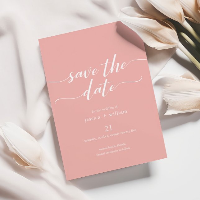 Minimalistisches Script Apricot Save the Date Einladung (Von Creator hochgeladen)