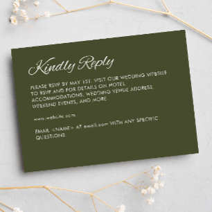 Minimalistisches Script Army Green Wedding RSVP Karte