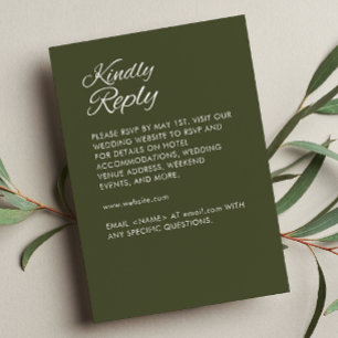 Minimalistisches Script Army Green Wedding RSVP Karte