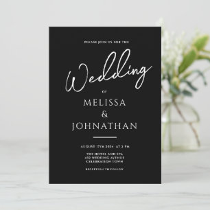 Minimalistisches Script Black Clean Elegante Hochz Einladung