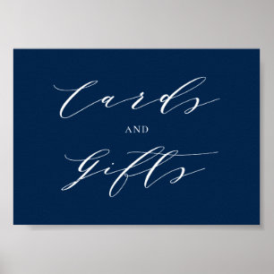Minimalistisches Script Blue Wedding Cards und Ges Poster