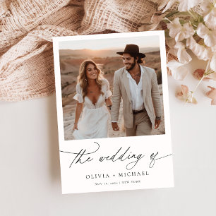 Minimalistisches Script Boho Foto Wedding Einladung