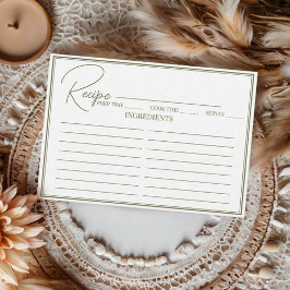 Minimalistisches Script Brautparty Rezept Card. Begleitkarte