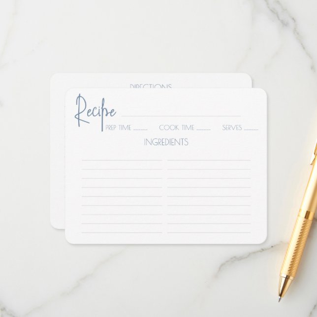 Minimalistisches Script Brautparty Rezept Card. Begleitkarte (Vorderseite/Rückseite Beispiel)