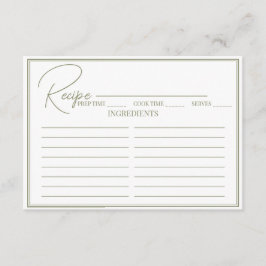 Minimalistisches Script Brautparty Rezept Card. Begleitkarte