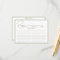 Minimalistisches Script Brautparty Rezept Card.