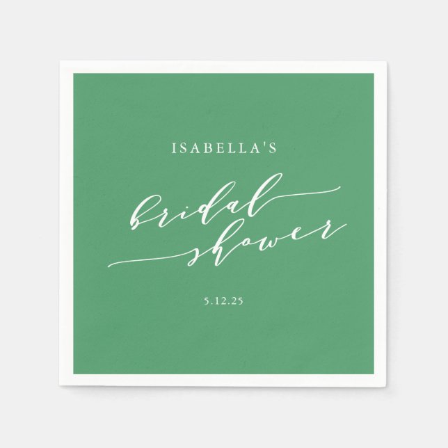 Minimalistisches Script Custom Brautparty Kelly Gr Serviette (Vorderseite)