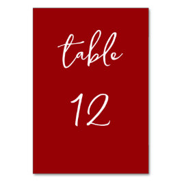 Minimalistisches Script Deep Red Tischnummer