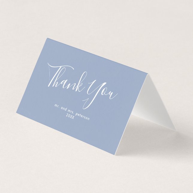 Minimalistisches Script Dusty Blue Wedding Vielen  (Vorderseite)