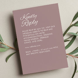 Minimalistisches Script Dusty Rose Wedding RSVP Karte