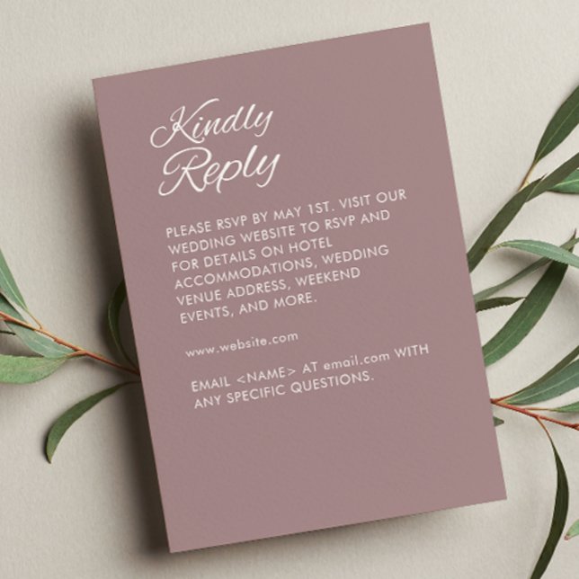 Minimalistisches Script Dusty Rose Wedding RSVP Karte (Von Creator hochgeladen)