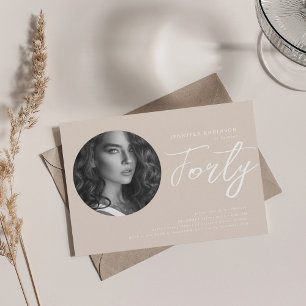 Minimalistisches Script Foto 40. Geburtstag Champa Einladung