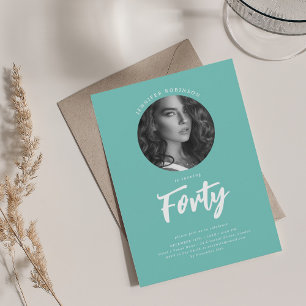 Minimalistisches Script Foto 40. Geburtstag Party Einladung