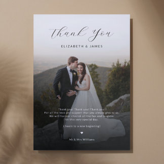 Minimalistisches Script Foto Hochzeit Dankeschön K Einladung