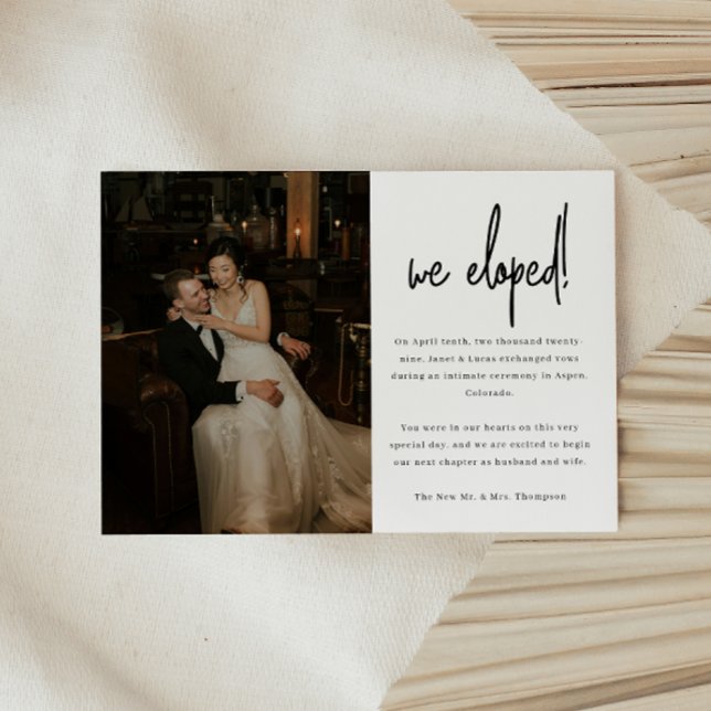 Minimalistisches Script-Foto Hochzeitsfeiern Ankündigung (Von Creator hochgeladen)