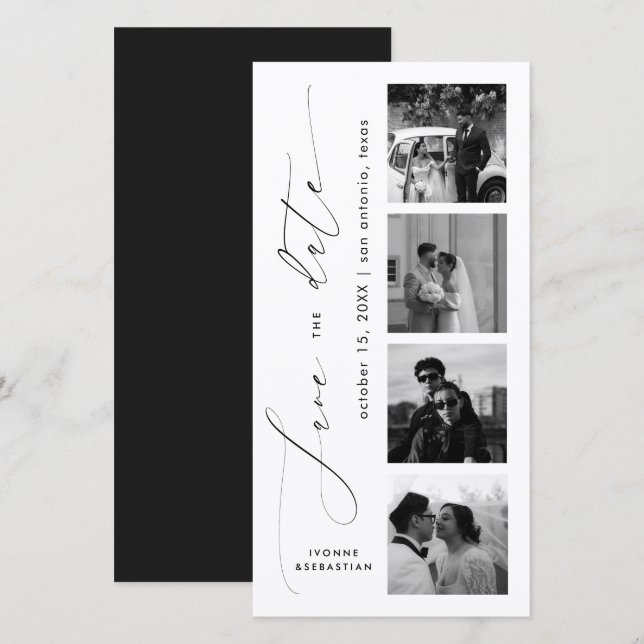 Minimalistisches Script Foto Lesezeichen Elegante  Save The Date (Vorne/Hinten)