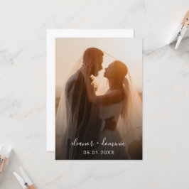 Minimalistisches Script Foto QR Code UAWG Wedding Einladung