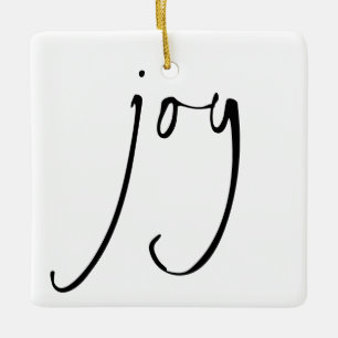Minimalistisches Script Freude Schwarz-weiß Keramikornament