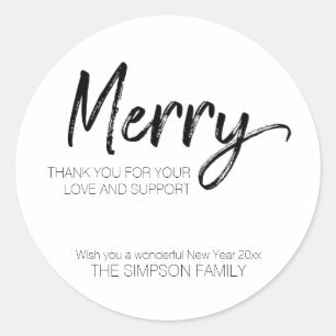 Minimalistisches Script Frory Christmas Elegant Runder Aufkleber