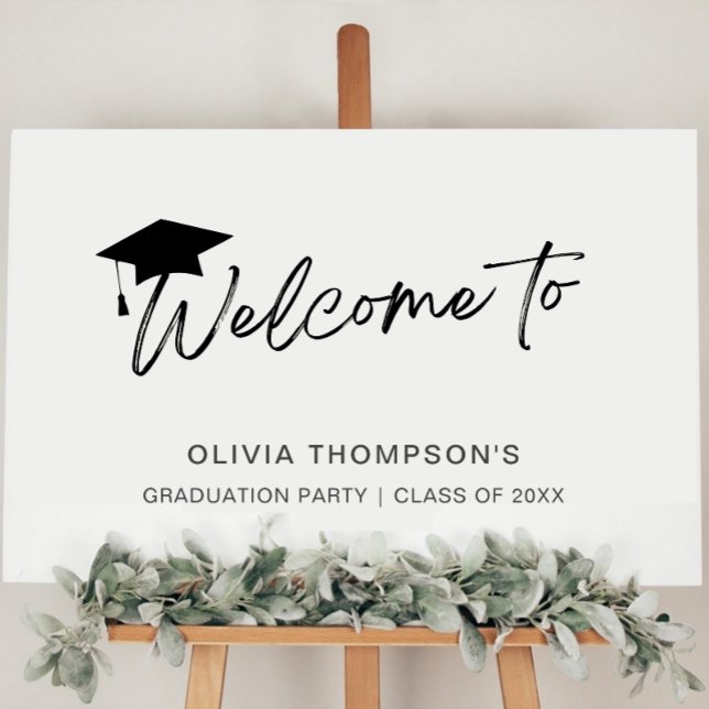 Minimalistisches Script Graduation Party Welcome P Poster (Von Creator hochgeladen)