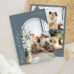 Minimalistisches Script Happy Holidays Foto Blue G Feiertagskarte<br><div class="desc">Minimalistisches Script Happy Holidays Foto Blue Gray Holiday Card</div>