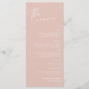 Minimalistisches Script-Hochzeitsmenü Menükarte