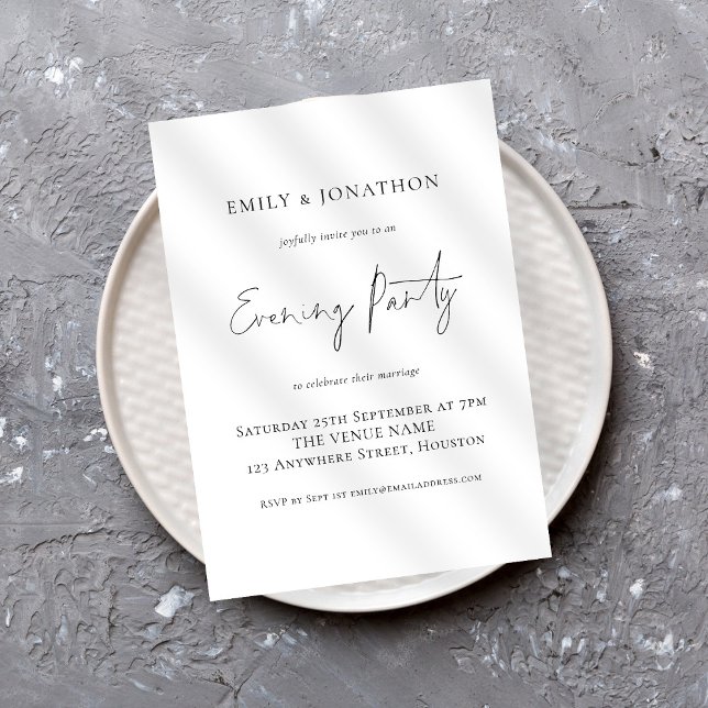 Minimalistisches Script-Hochzeitsskripte-Abend-Par Einladung (Von Creator hochgeladen)