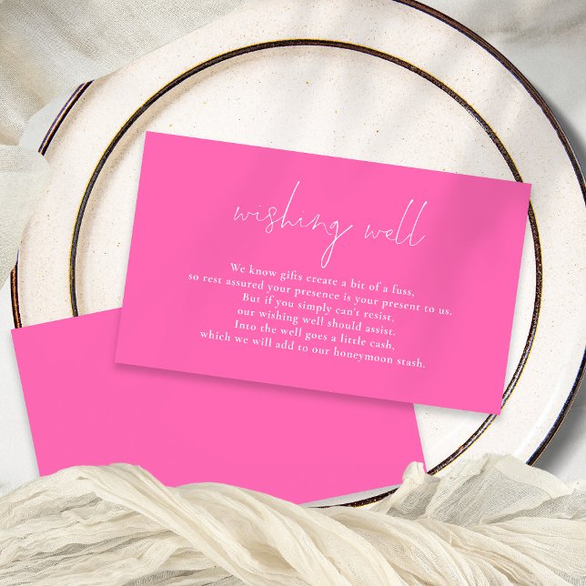 Minimalistisches Script Hot Pink Hochzeit wünschen Begleitkarte (Von Creator hochgeladen)