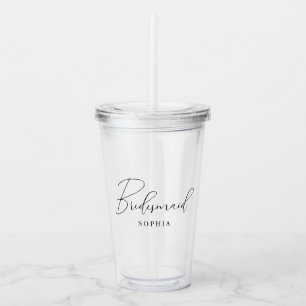 Minimalistisches Script-Kalligrafie Bridesmaid-Ges Acryltrinkbecher