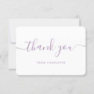 Minimalistisches Script Lilac Polterabend Geburtst Dankeskarte