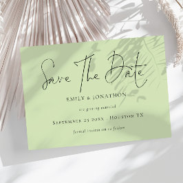 Minimalistisches Script Limon Creme Green Save the Date