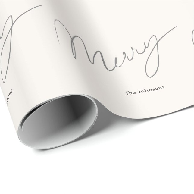 Minimalistisches Script Merry Cream White Holiday Geschenkpapier (Rolleneckpunkt)