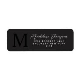 Minimalistisches Script Modern Black Monogram Addr