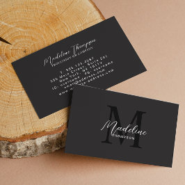 Minimalistisches Script Modern Black Monogram Visitenkarte