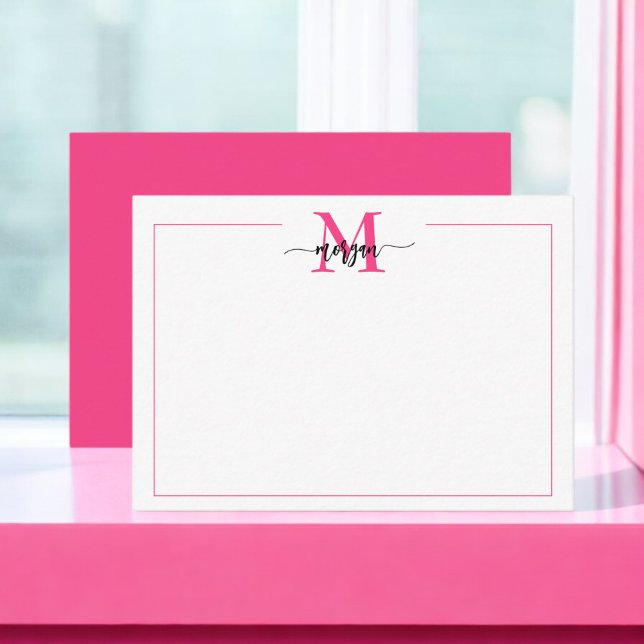 Minimalistisches Script Monogram One Border Hot Pi Mitteilungskarte (Von Creator hochgeladen)