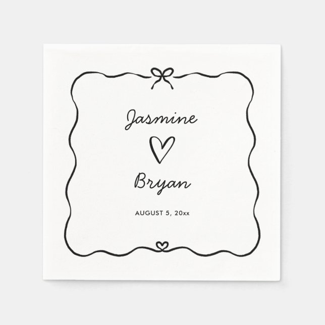 Minimalistisches Script Niedlich Bow Heart Frame W Serviette (Vorderseite)