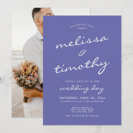 Minimalistisches Script Periwinkle Blue Wedding Einladung