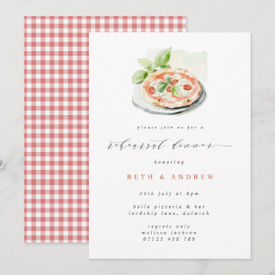 Minimalistisches Script Pizza Probe Dinner Einladung