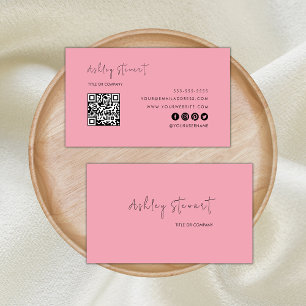 Minimalistisches Script Qr Code Beruflich Girl Pin Visitenkarte