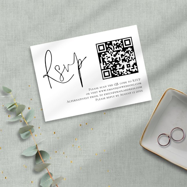 Minimalistisches Script QR Code Hochzeit RSVP (Von Creator hochgeladen)