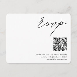 Minimalistisches Script QR Code Hochzeit RSVP Begleitkarte