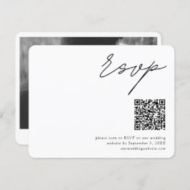 Minimalistisches Script QR Code Hochzeit RSVP Begleitkarte