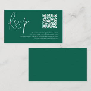 Minimalistisches Script QR Code Wedding Emerald UA Begleitkarte