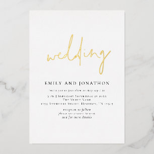Minimalistisches Script QR Code Wedding Luxury Rea Folieneinladung