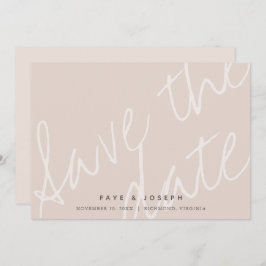 Minimalistisches Script Rosa Beige Save the Date K Einladung