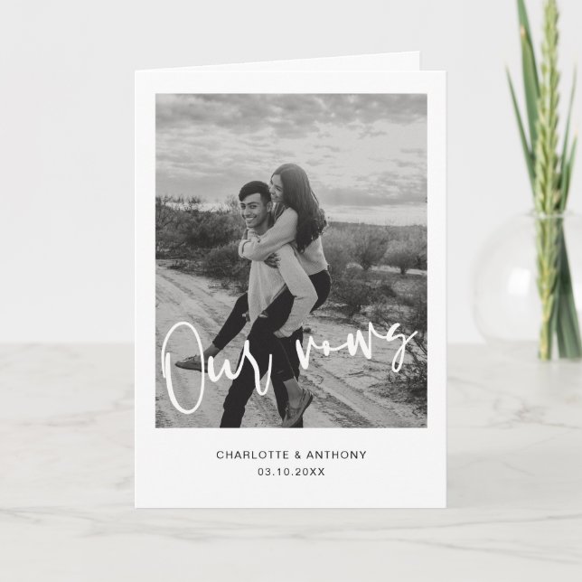Minimalistisches Script Schriftart Foto Unsere Voi Karte (Vorderseite)