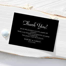 Minimalistisches Script Sleek Black Wedding Custom Dankeskarte