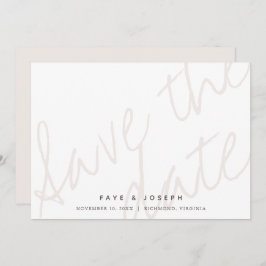 Minimalistisches Script Weiß Beige Save the Date K Einladung